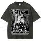 Unisex Anime Girl Dead Kids Printed Washed Tee