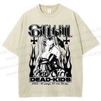 Unisex Anime Girl Dead Kids Printed Washed Tee