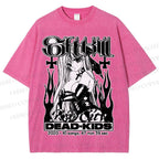 Unisex Anime Girl Dead Kids Printed Washed Tee