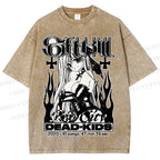 Unisex Anime Girl Dead Kids Printed Washed Tee