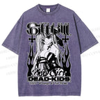 Unisex Anime Girl Dead Kids Printed Washed Tee