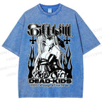 Unisex Anime Girl Dead Kids Printed Washed Tee