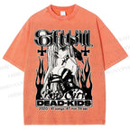 Unisex Anime Girl Dead Kids Printed Washed Tee