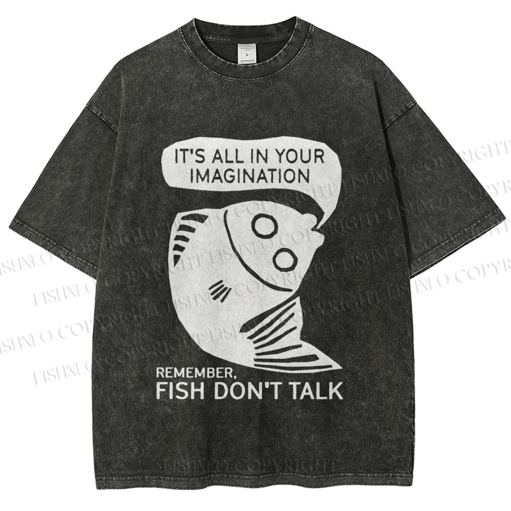 Unisex Vintage Fish Do Not Talk Printed Washed Tee