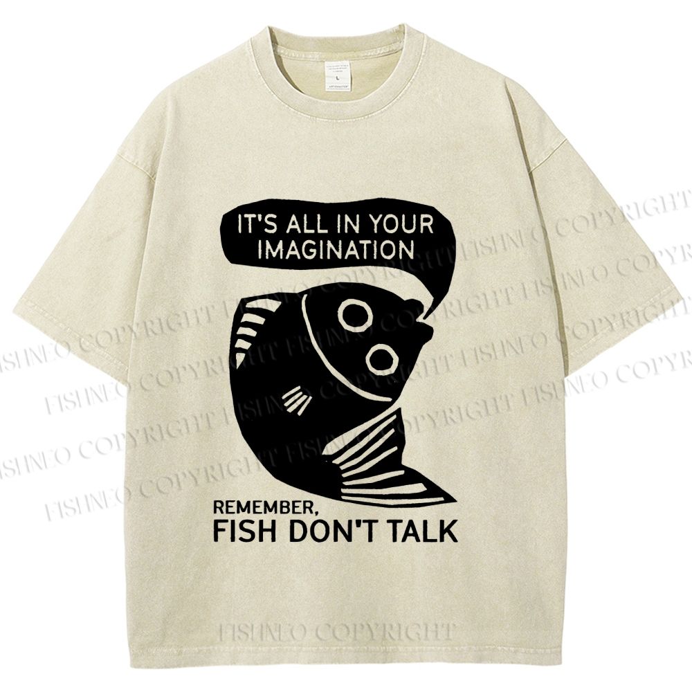 Unisex Vintage Fish Do Not Talk Printed Washed Tee
