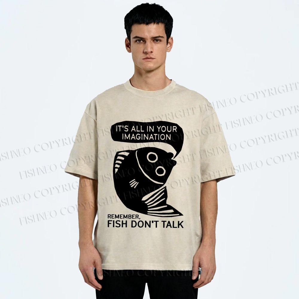 Unisex Vintage Fish Do Not Talk Printed Washed Tee