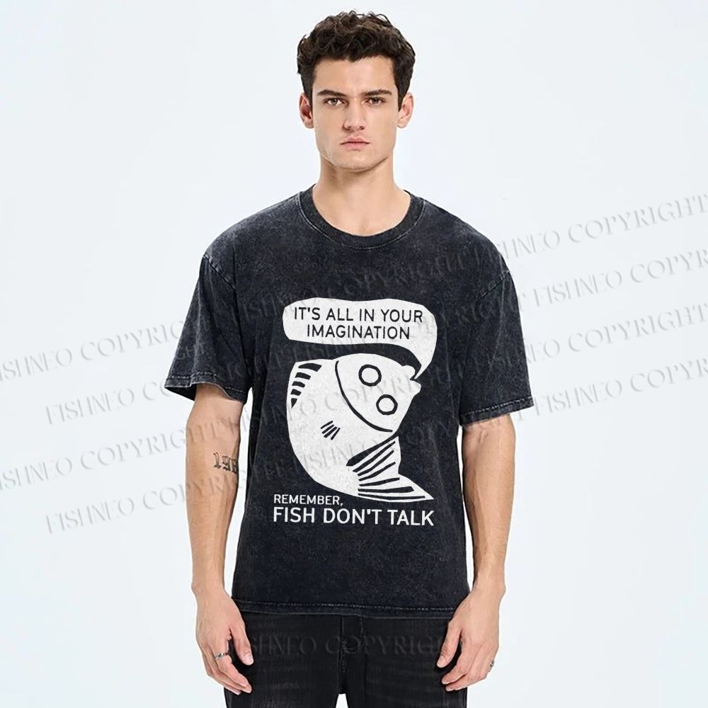 Unisex Vintage Fish Do Not Talk Printed Washed Tee