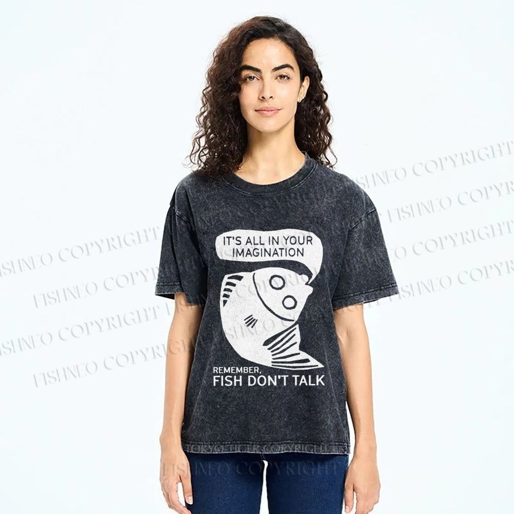Unisex Vintage Fish Do Not Talk Printed Washed Tee