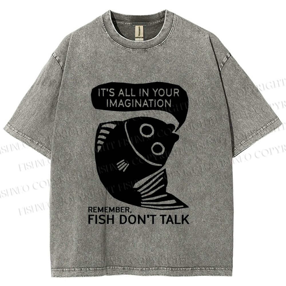 Unisex Vintage Fish Do Not Talk Printed Washed Tee