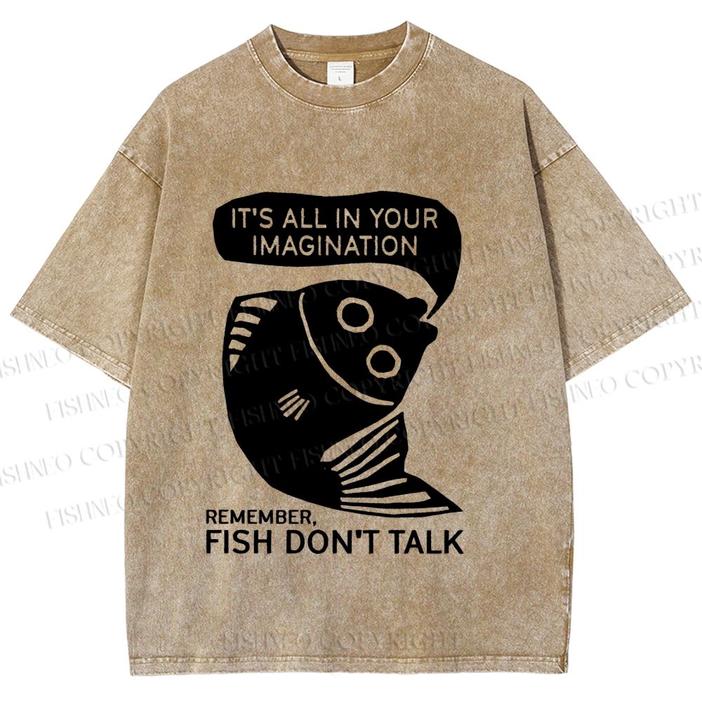 Unisex Vintage Fish Do Not Talk Printed Washed Tee