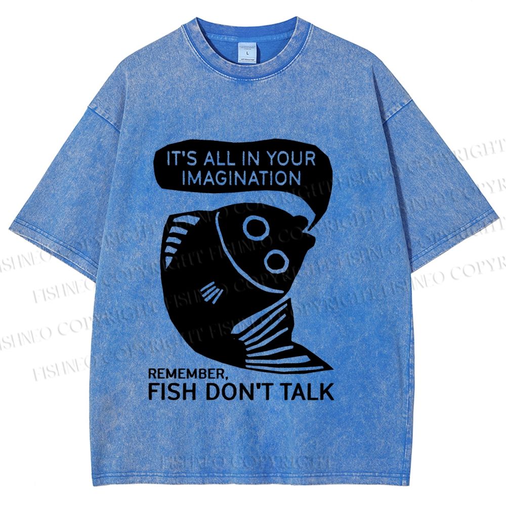 Unisex Vintage Fish Do Not Talk Printed Washed Tee