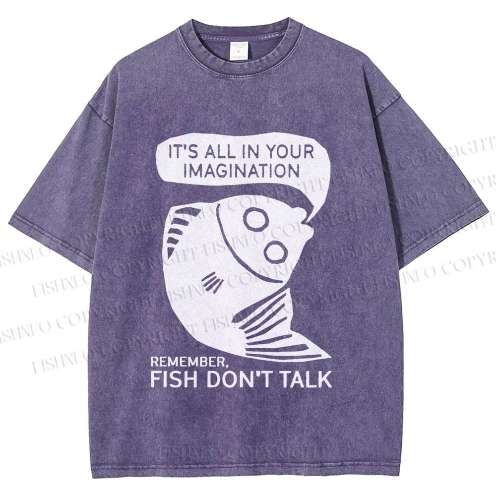 Unisex Vintage Fish Do Not Talk Printed Washed Tee