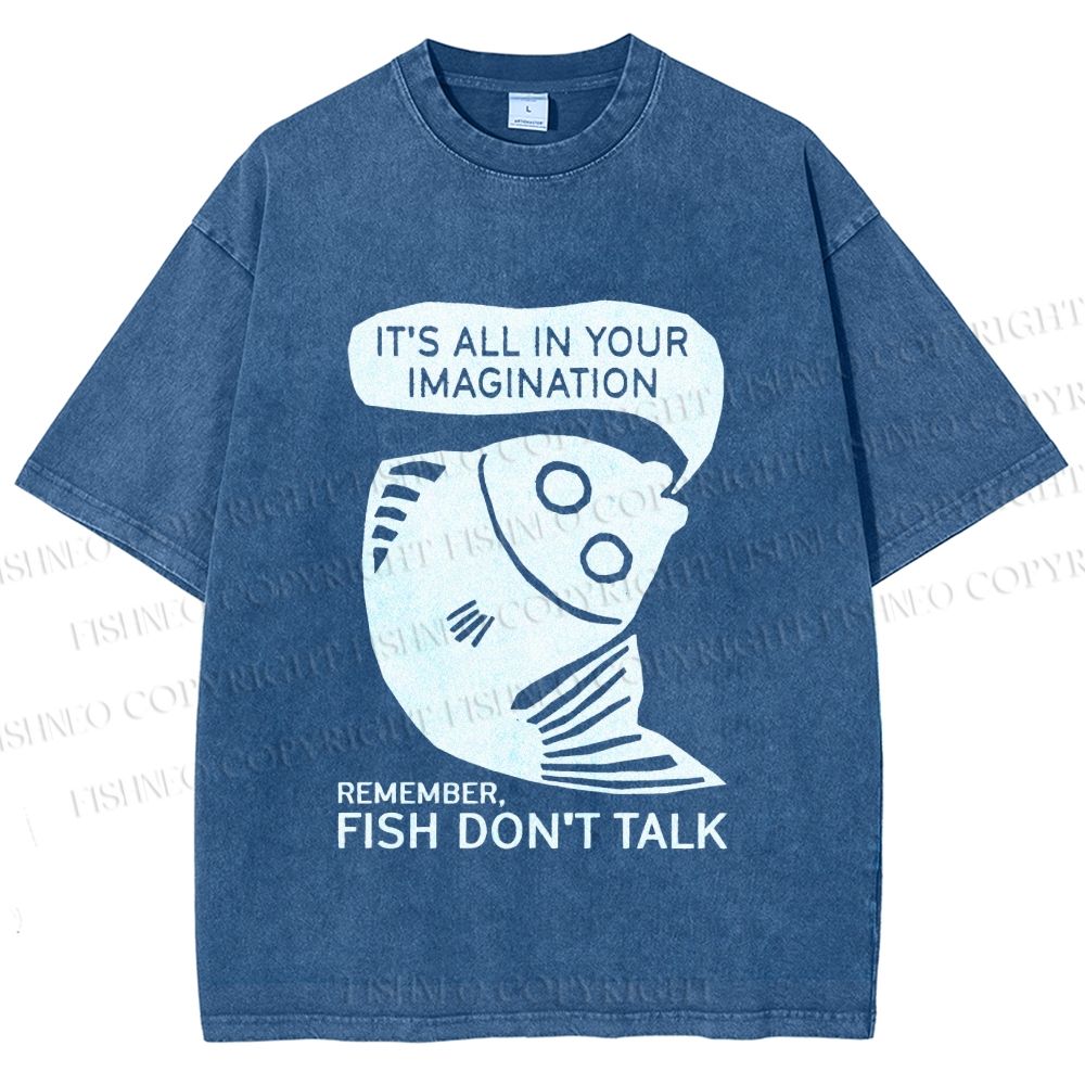 Unisex Vintage Fish Do Not Talk Printed Washed Tee