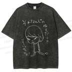 Unisex Japanese Art Yoshitomo Nara Printed Washed Tee