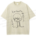 Unisex Japanese Art Yoshitomo Nara Printed Washed Tee