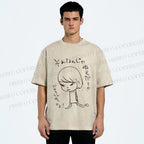 Unisex Japanese Art Yoshitomo Nara Printed Washed Tee