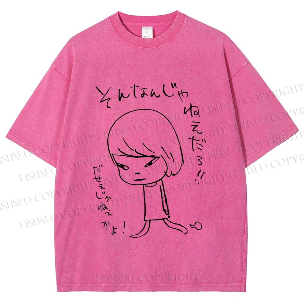 Unisex Japanese Art Yoshitomo Nara Printed Washed Tee