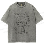 Unisex Japanese Art Yoshitomo Nara Printed Washed Tee