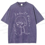Unisex Japanese Art Yoshitomo Nara Printed Washed Tee