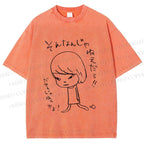 Unisex Japanese Art Yoshitomo Nara Printed Washed Tee