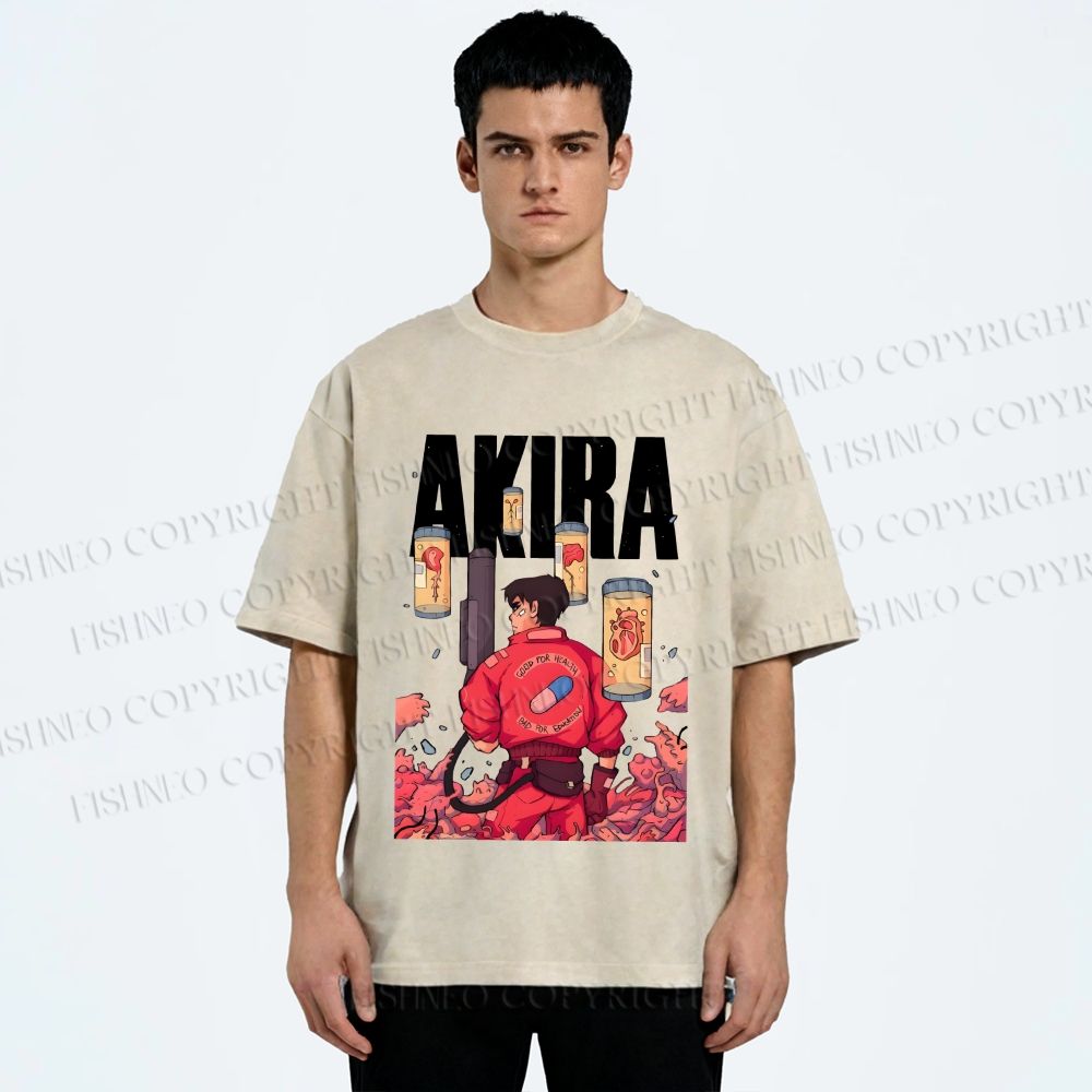 Unisex Akira Printed Washed Tee