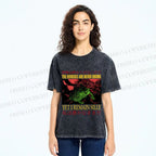 Unisex Vintage Frog Remain Silly Printed Washed Tee