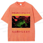 Unisex Vintage Frog Remain Silly Printed Washed Tee