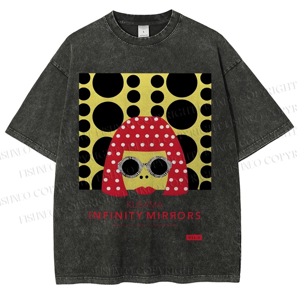 Unisex Japanese Yayoi Kusama Woman Printed Washed Tee