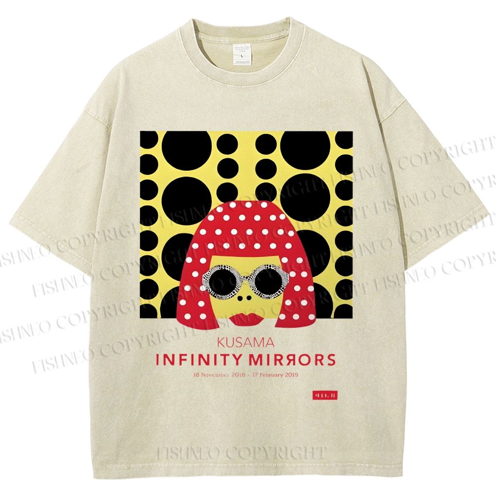 Unisex Japanese Yayoi Kusama Woman Printed Washed Tee