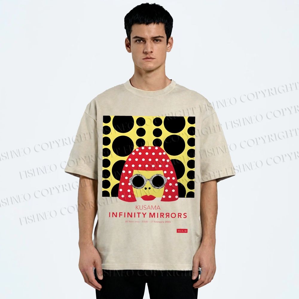 Unisex Japanese Yayoi Kusama Woman Printed Washed Tee