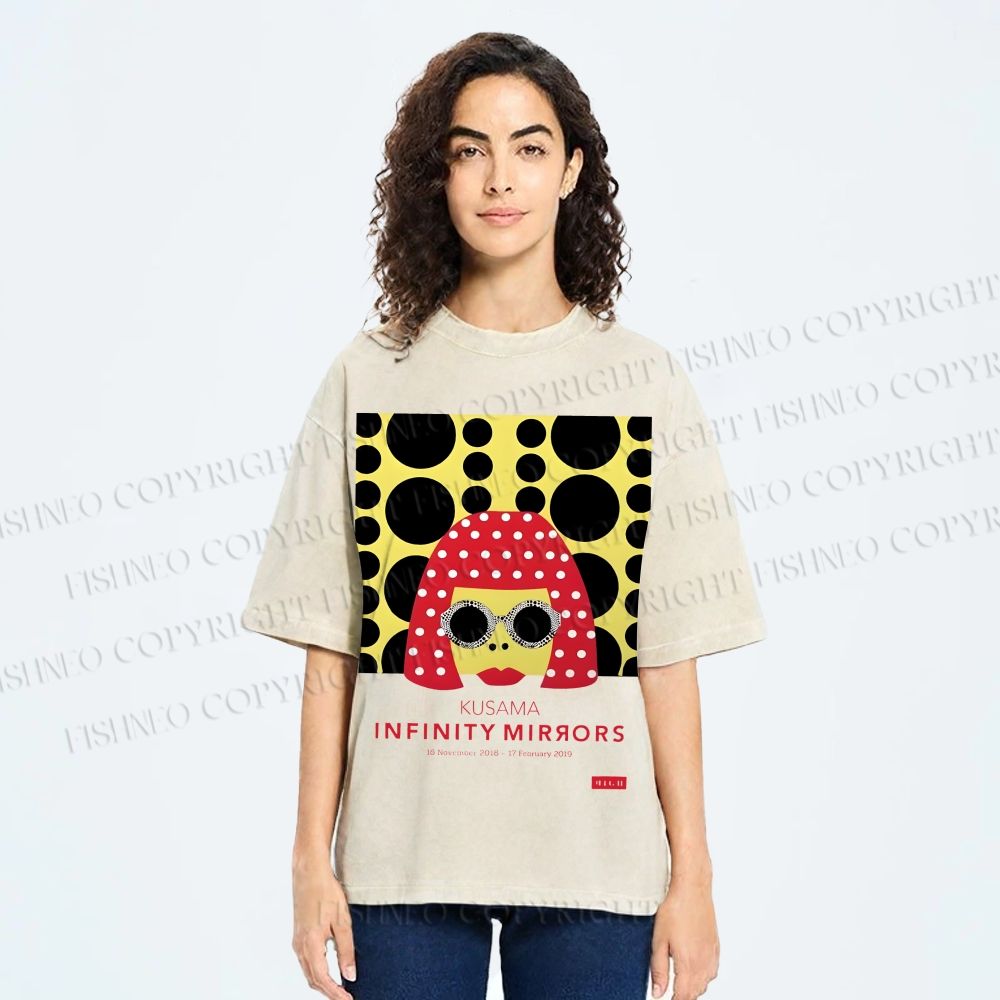 Unisex Japanese Yayoi Kusama Woman Printed Washed Tee
