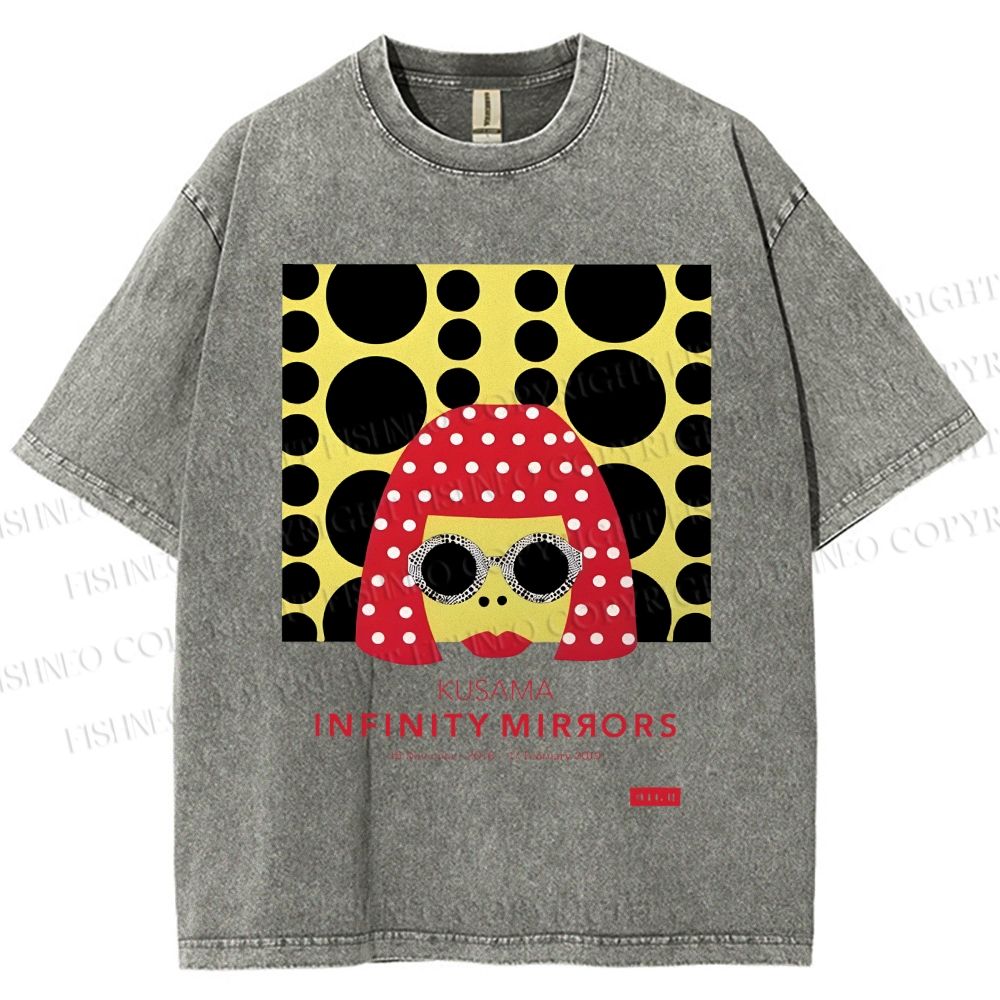 Unisex Japanese Yayoi Kusama Woman Printed Washed Tee