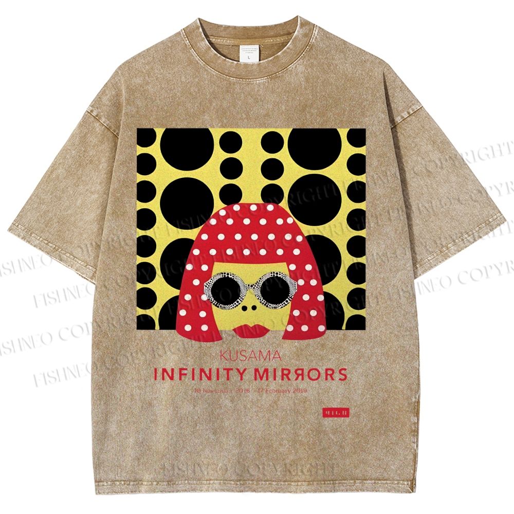 Unisex Japanese Yayoi Kusama Woman Printed Washed Tee