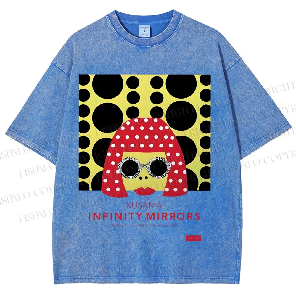 Unisex Japanese Yayoi Kusama Woman Printed Washed Tee