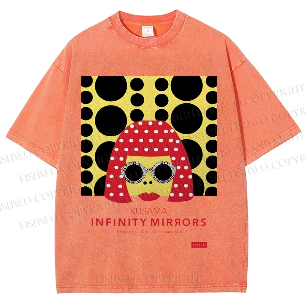 Unisex Japanese Yayoi Kusama Woman Printed Washed Tee