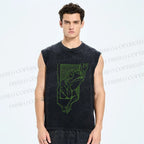 Unisex Vintage Smog Frog Smoking Printed Washed Tank Top