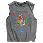 Unisex Vintage Tiger Printed Washed Tank Top