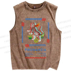 Unisex Vintage Tiger Printed Washed Tank Top
