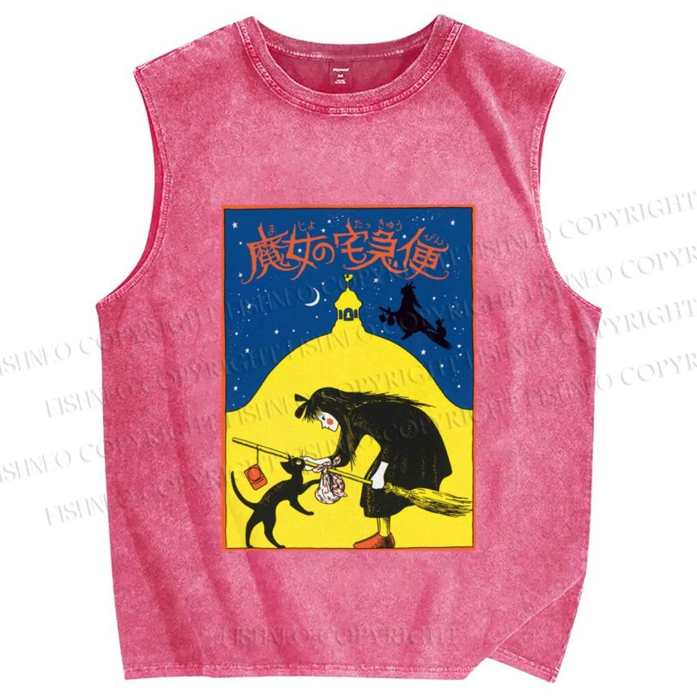 Unisex Halloween Printed Washed Tank Top