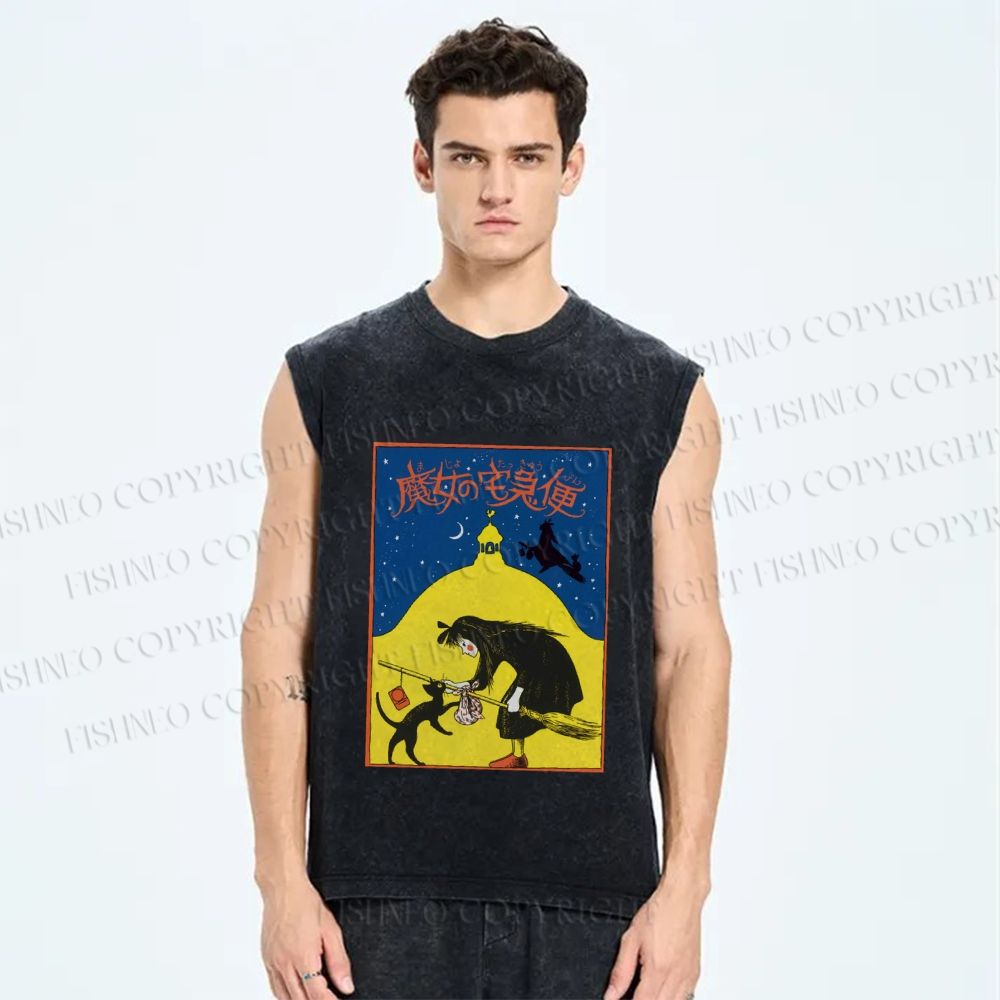 Unisex Halloween Printed Washed Tank Top