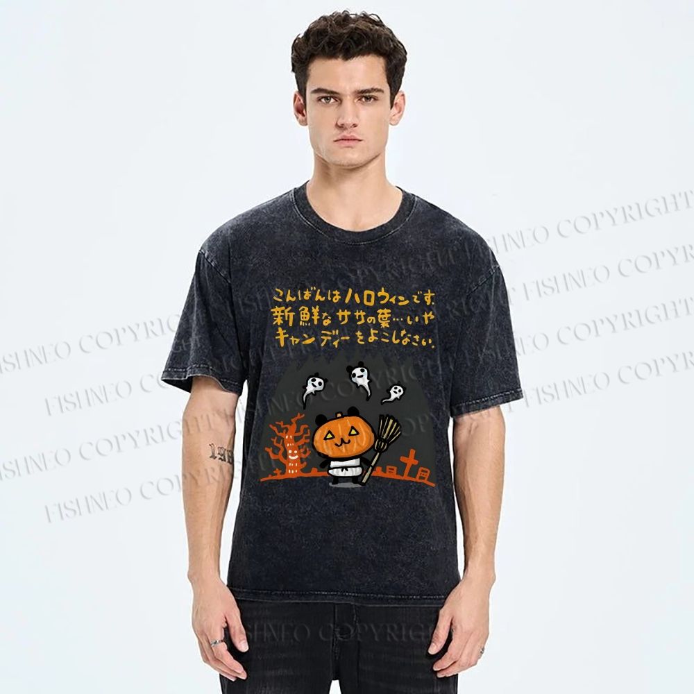 Unisex Halloween Printed Washed Tee