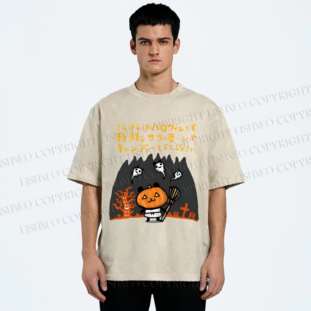 Unisex Halloween Printed Washed Tee