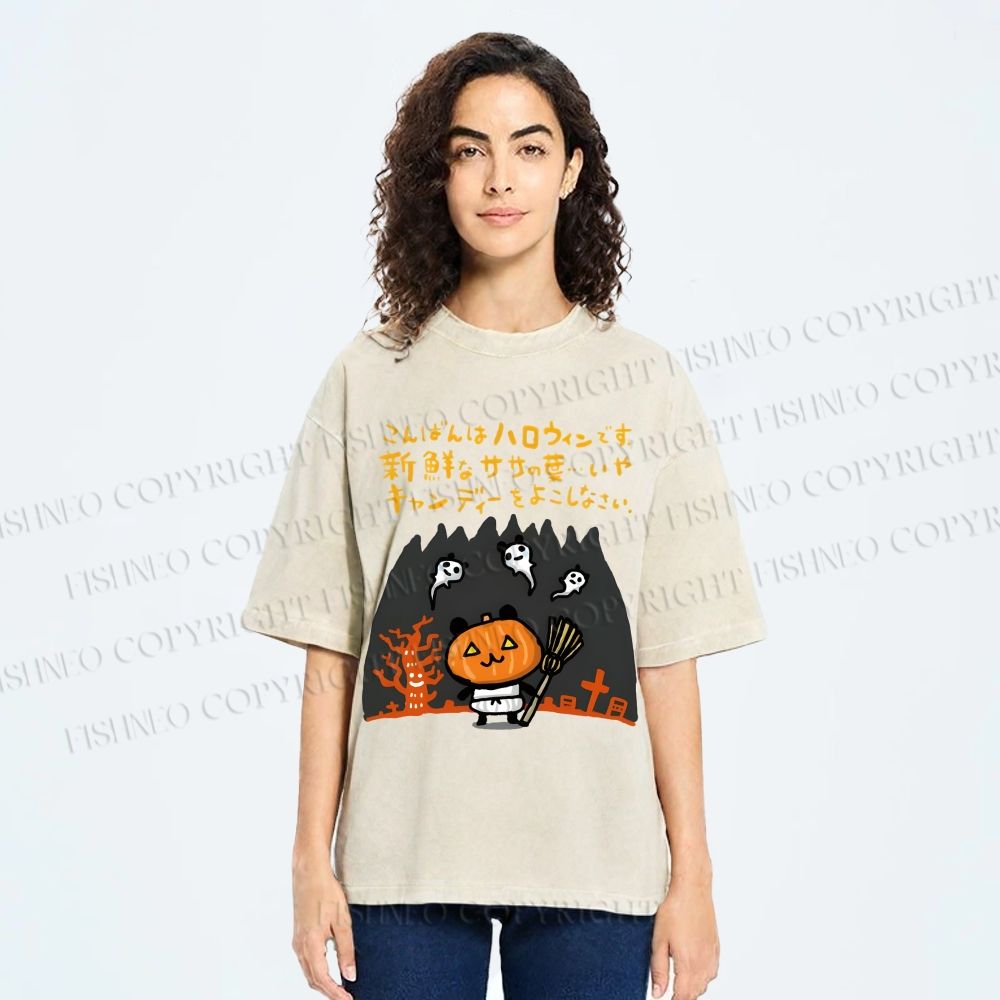 Unisex Halloween Printed Washed Tee