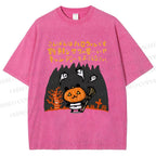 Unisex Halloween Printed Washed Tee