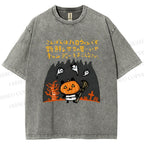 Unisex Halloween Printed Washed Tee