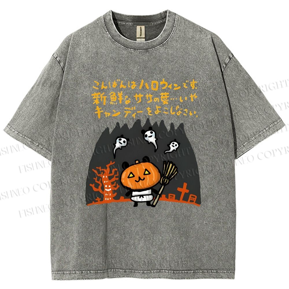Unisex Halloween Printed Washed Tee