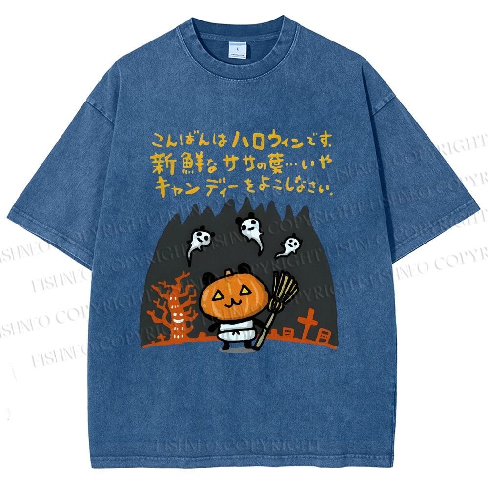 Unisex Halloween Printed Washed Tee