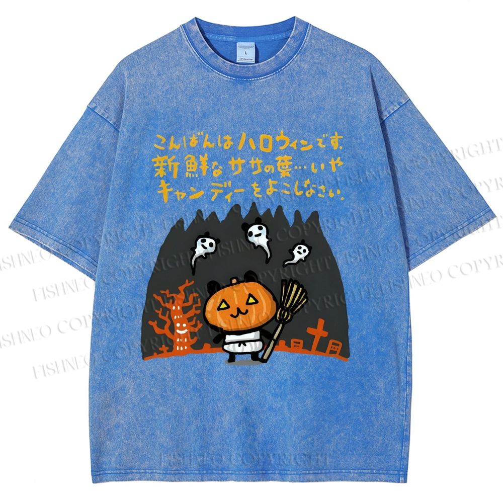 Unisex Halloween Printed Washed Tee