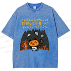 Unisex Halloween Printed Washed Tee