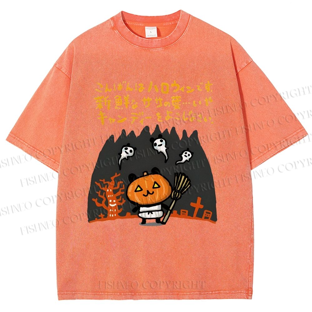 Unisex Halloween Printed Washed Tee